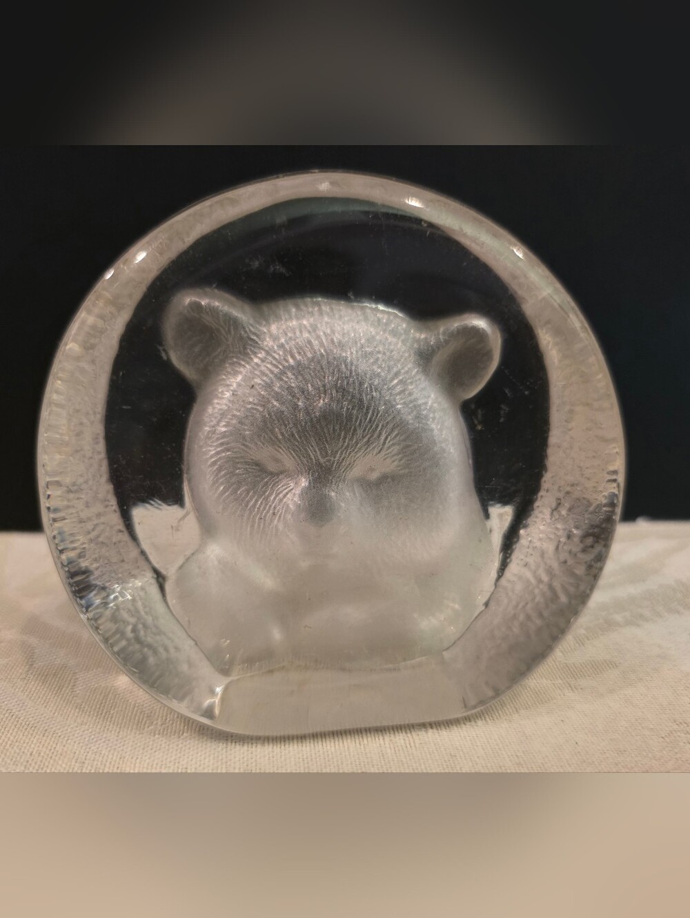 Crystal Zajecar Clear Crystal Bear Cub Paperweight Decorative Collectible 3.5"